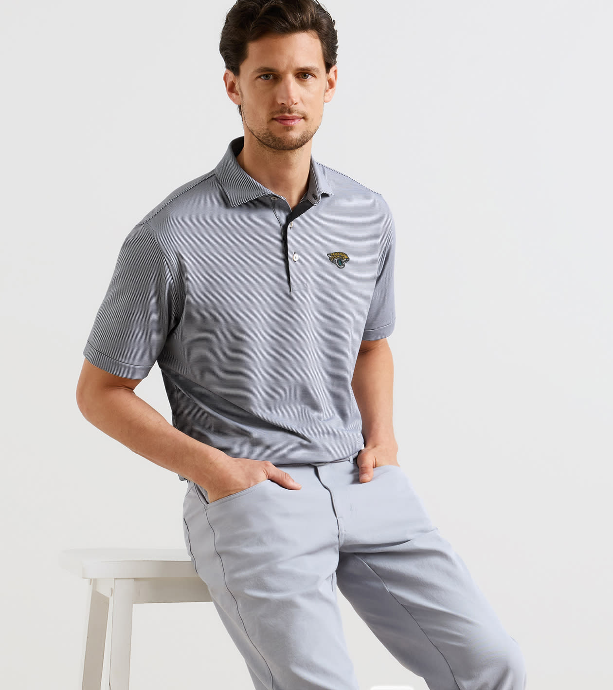 Jacksonville Jaguars Jubilee Performance Jersey Polo in Iron - Alternate Image 1