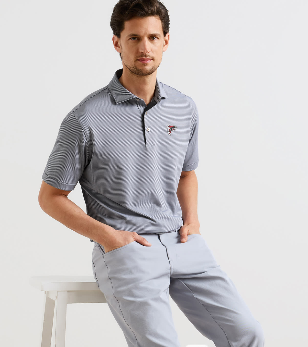 Atlanta Falcons Jubilee Performance Jersey Polo in Iron - Alternate Image 1