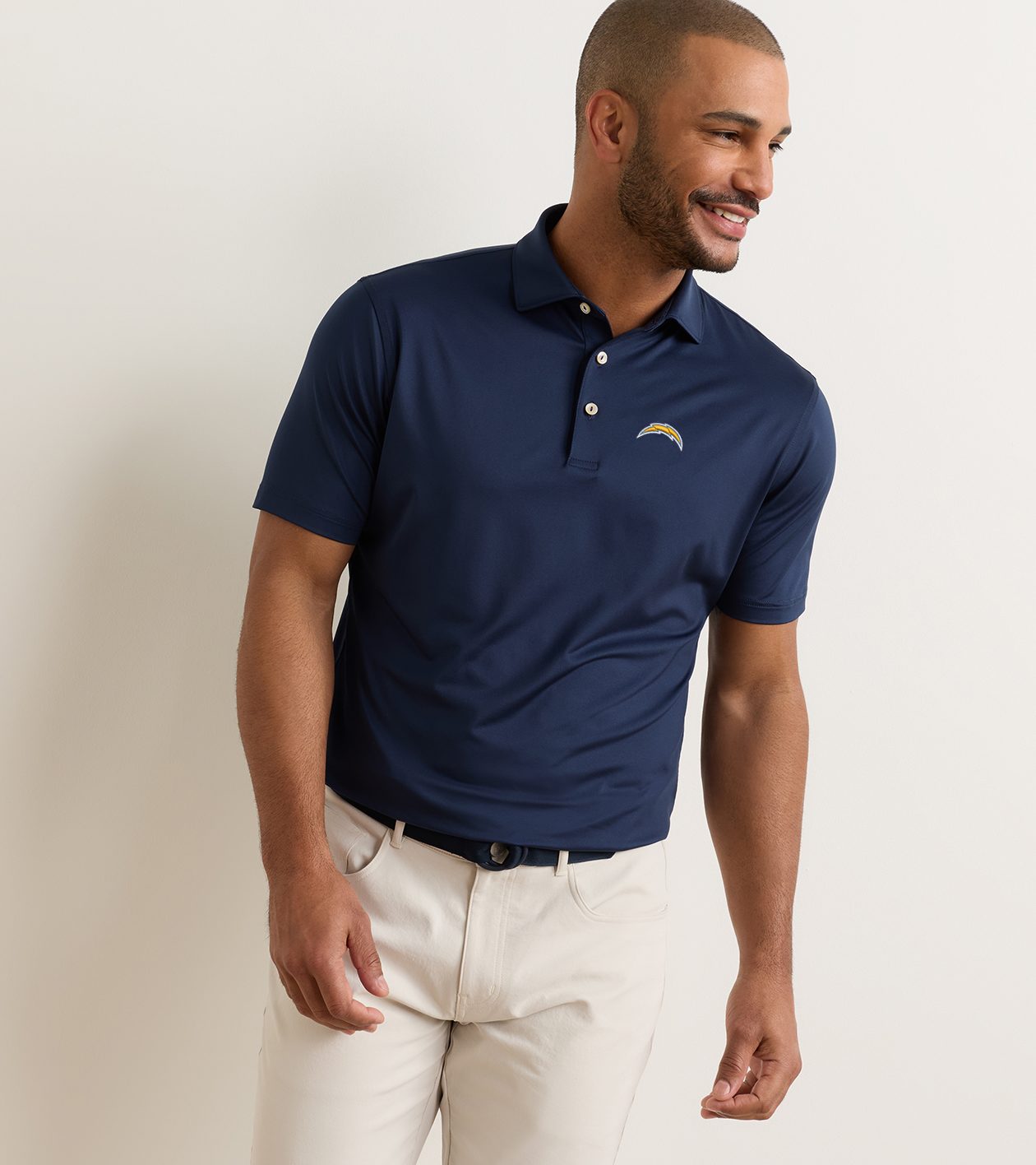 Los Angeles Chargers Solid Performance Jersey Polo in Navy - Alternate Image 1
