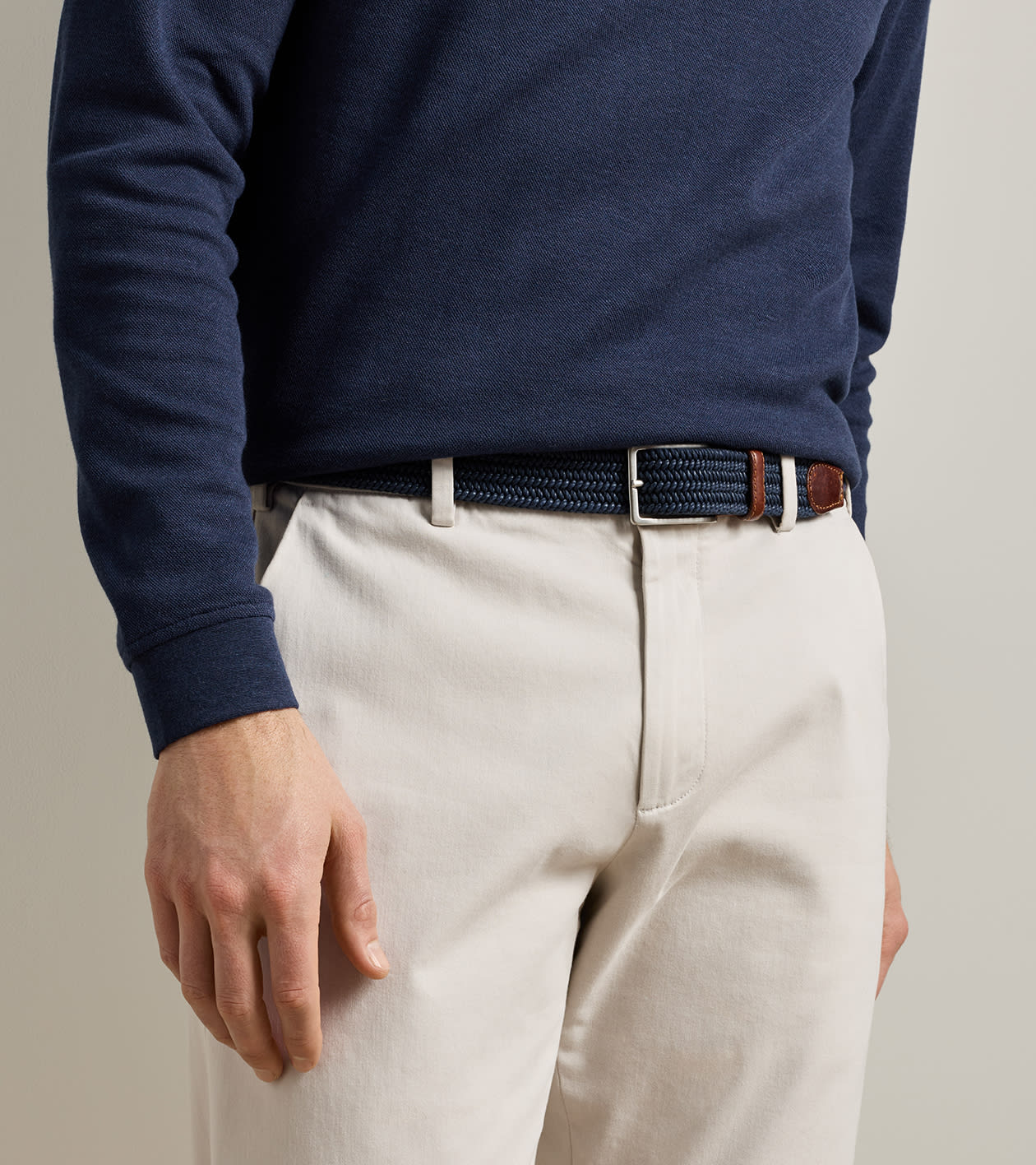 Waxed Braided Belt in Navy - Alternate Image 1