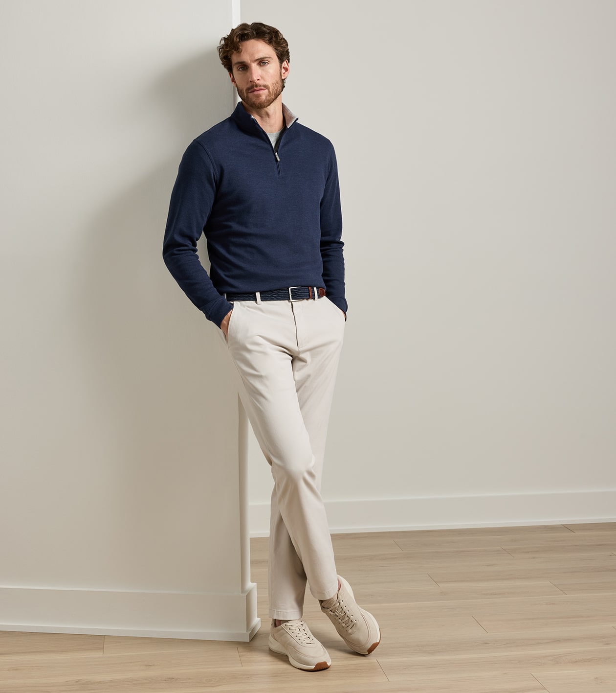 Waxed Braided Belt in Navy - Alternate Image 2