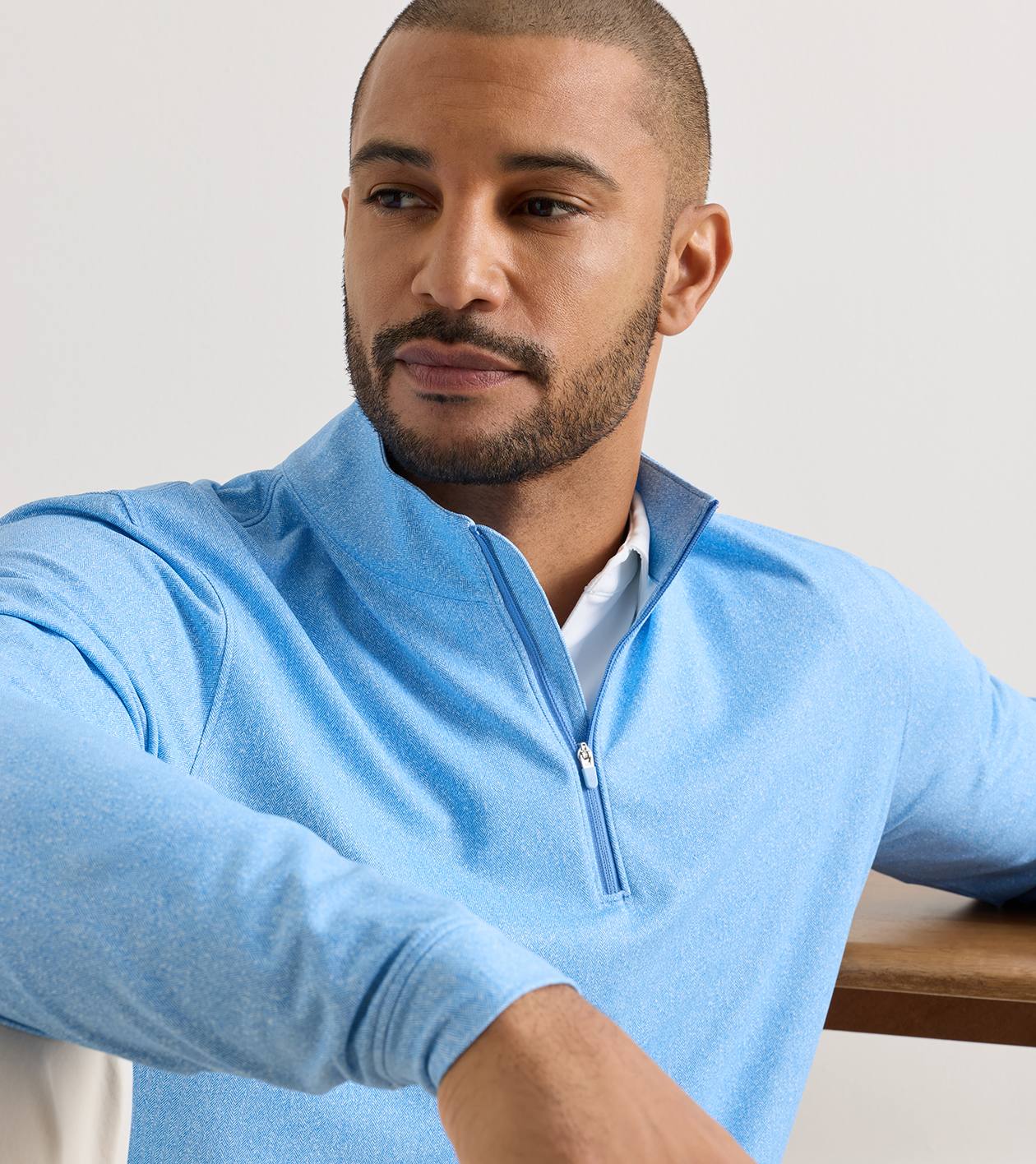 Perth Herringbone Performance Quarter-Zip in Vessel - Alternate Image 4