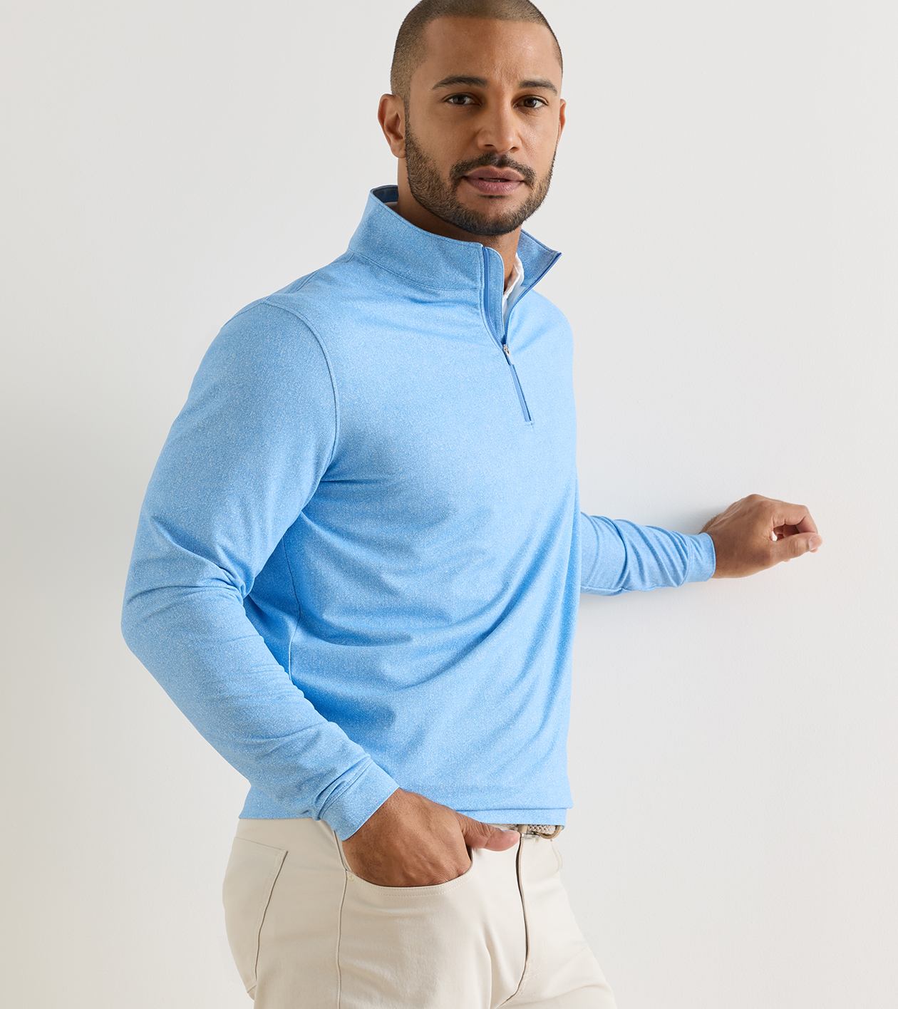 Perth Herringbone Performance Quarter-Zip in Vessel - Alternate Image 1