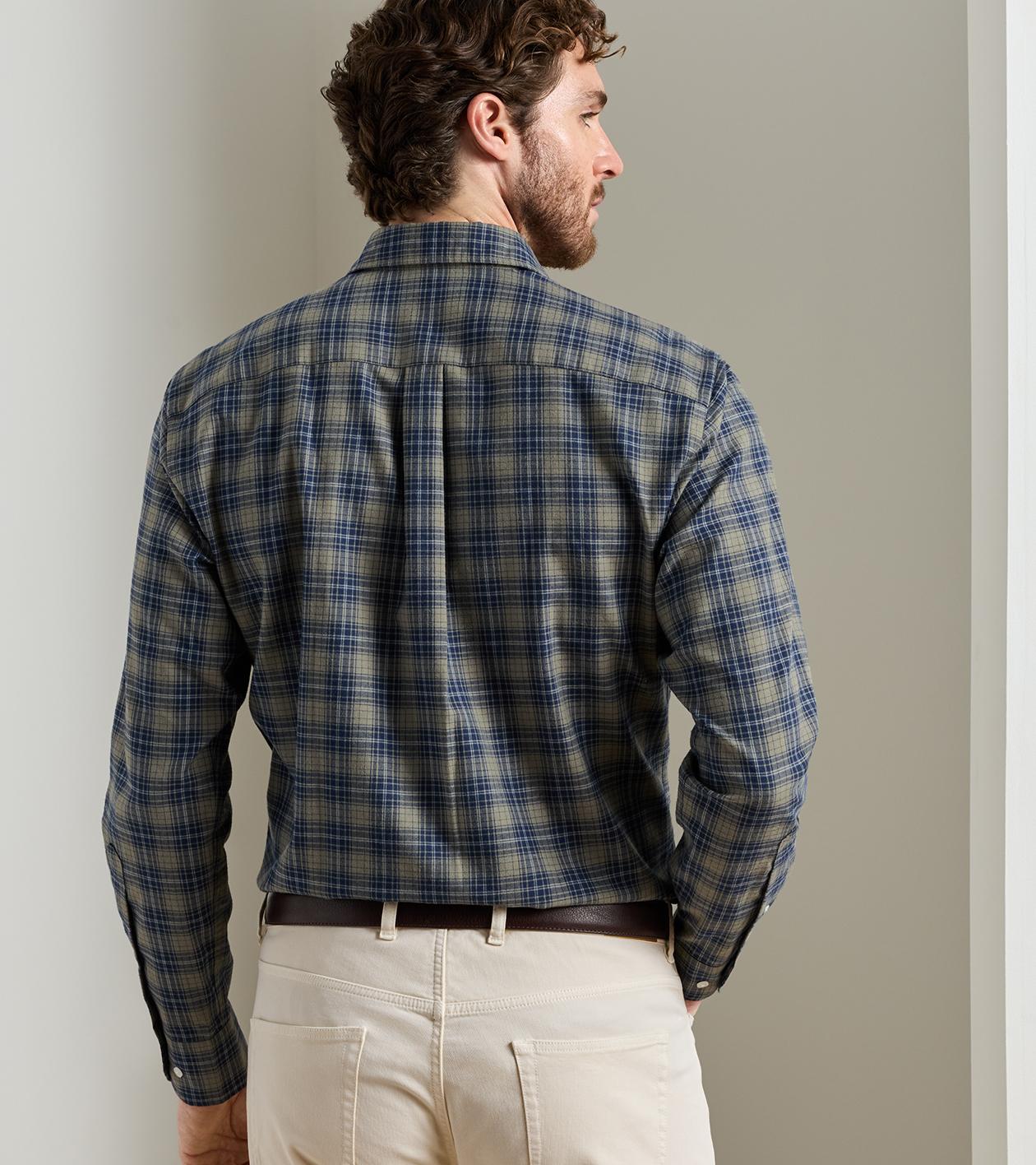 Dean Performance Flannel Sport Shirt in FATIGUE - Alternate Image 2