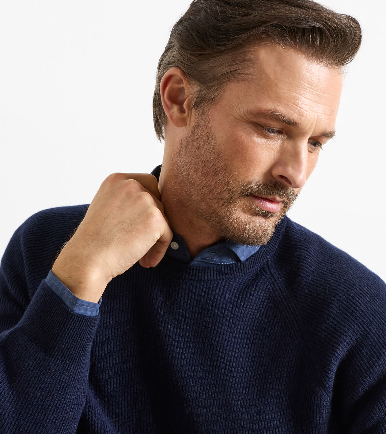 First Fleece Cashmere Crewneck Sweater in Navy - Alternate Image 3