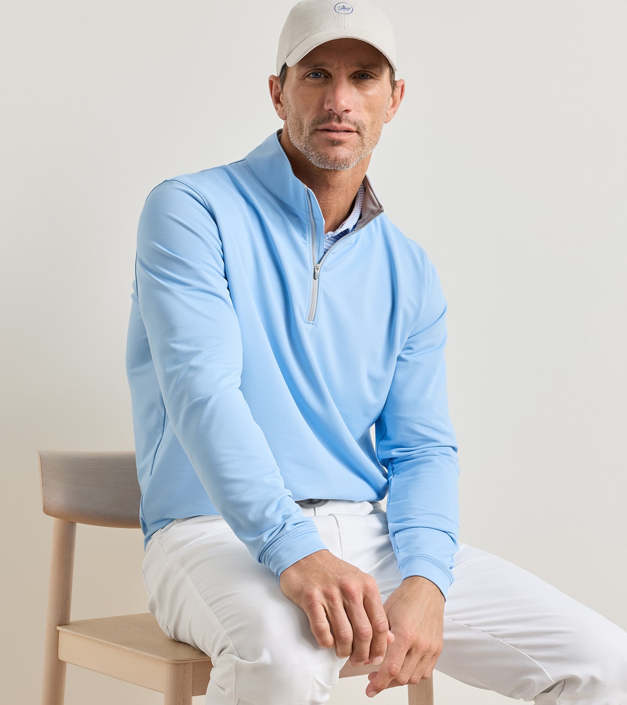 Perth Performance Quarter-Zip in Cottage Blue - Alternate Image 1
