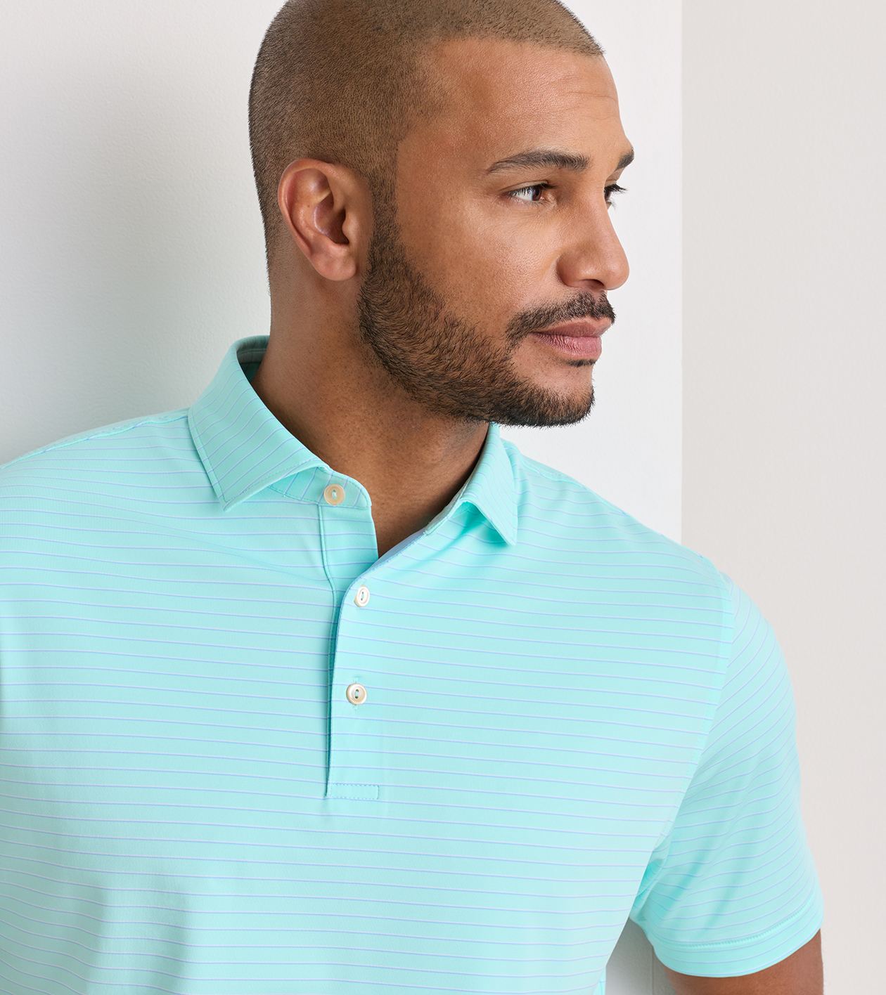Oaks Performance Jersey Polo in BRIGHT AQUA - Alternate Image 3