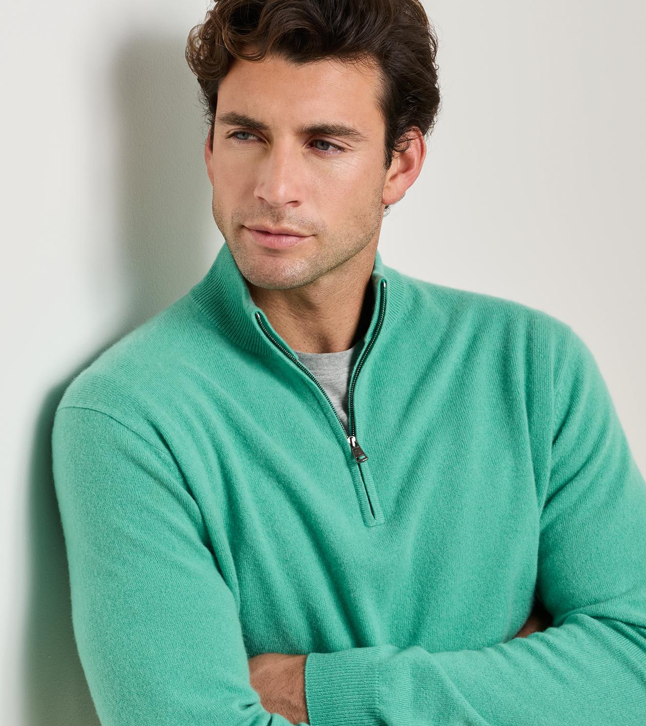 25th Anniversary Cashmere Quarter-Zip Jumper in MINT - Alternate Image 3