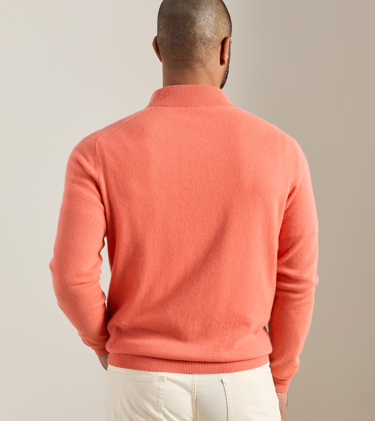 25th Anniversary Cashmere Quarter-Zip Jumper in Coral - Alternate Image 2