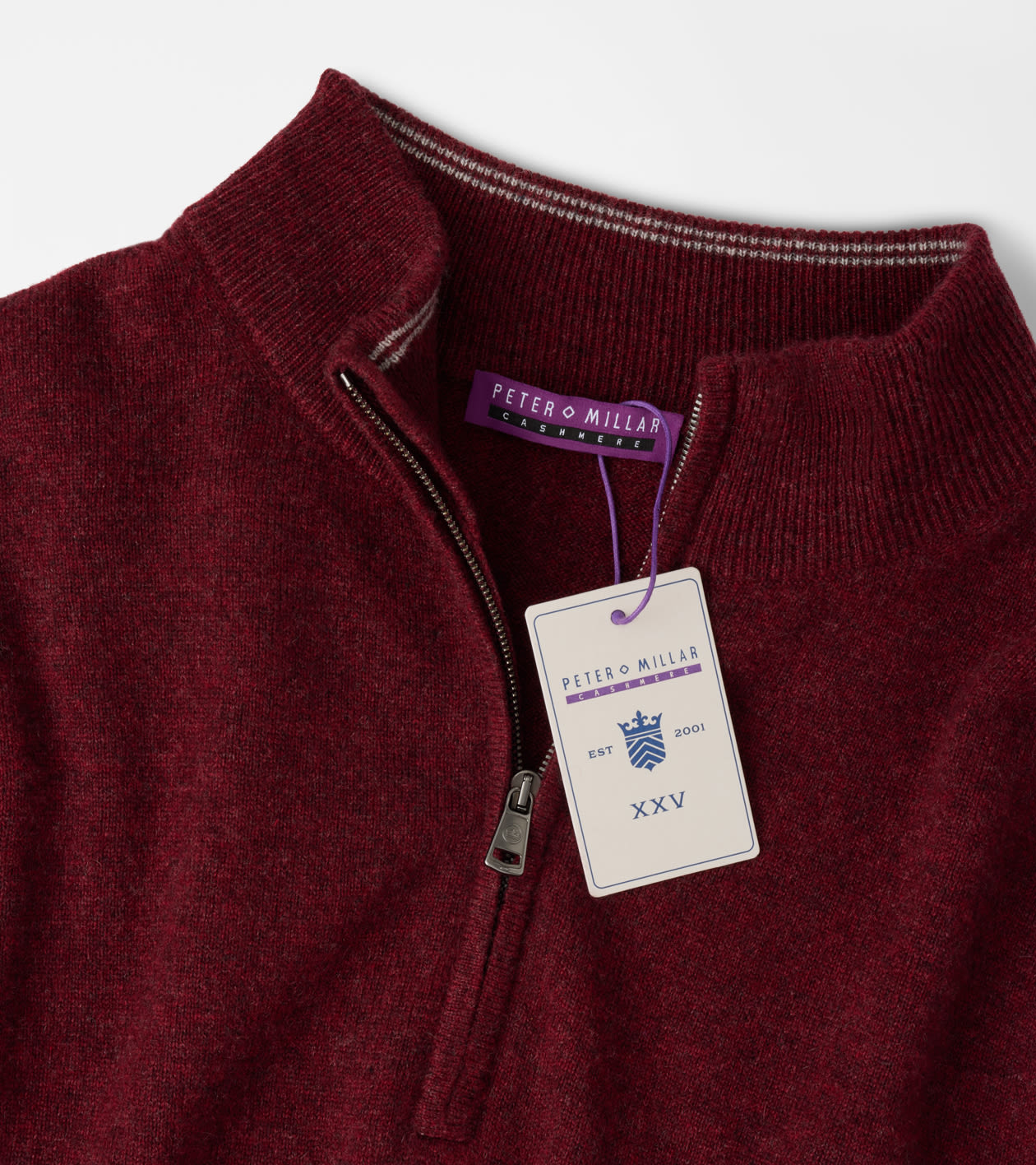 25th Anniversary Cashmere Quarter-Zip Jumper in Bordeaux - Alternate Image 5