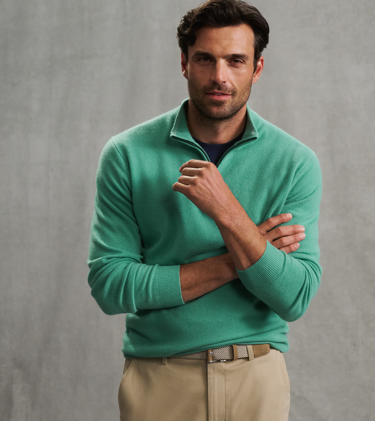 25th Anniversary Cashmere Quarter-Zip Jumper in MINT - Alternate Image 6