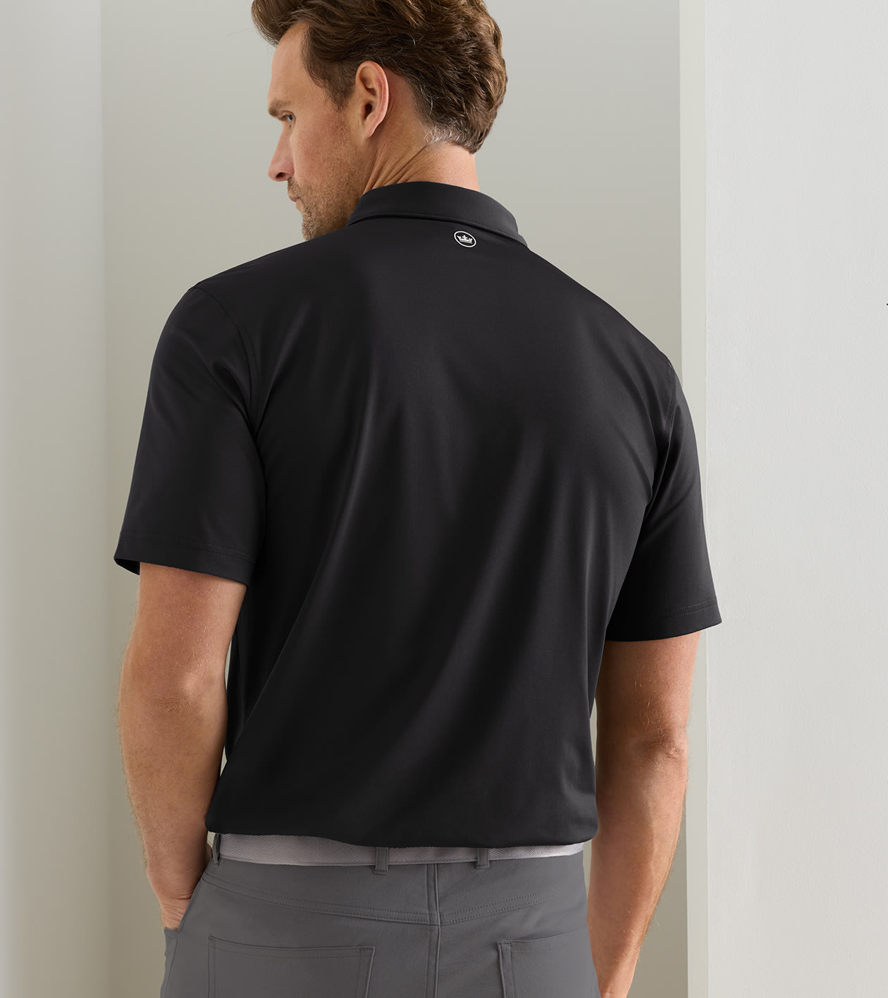 Solid Performance Jersey Polo in Black - Alternate Image 2