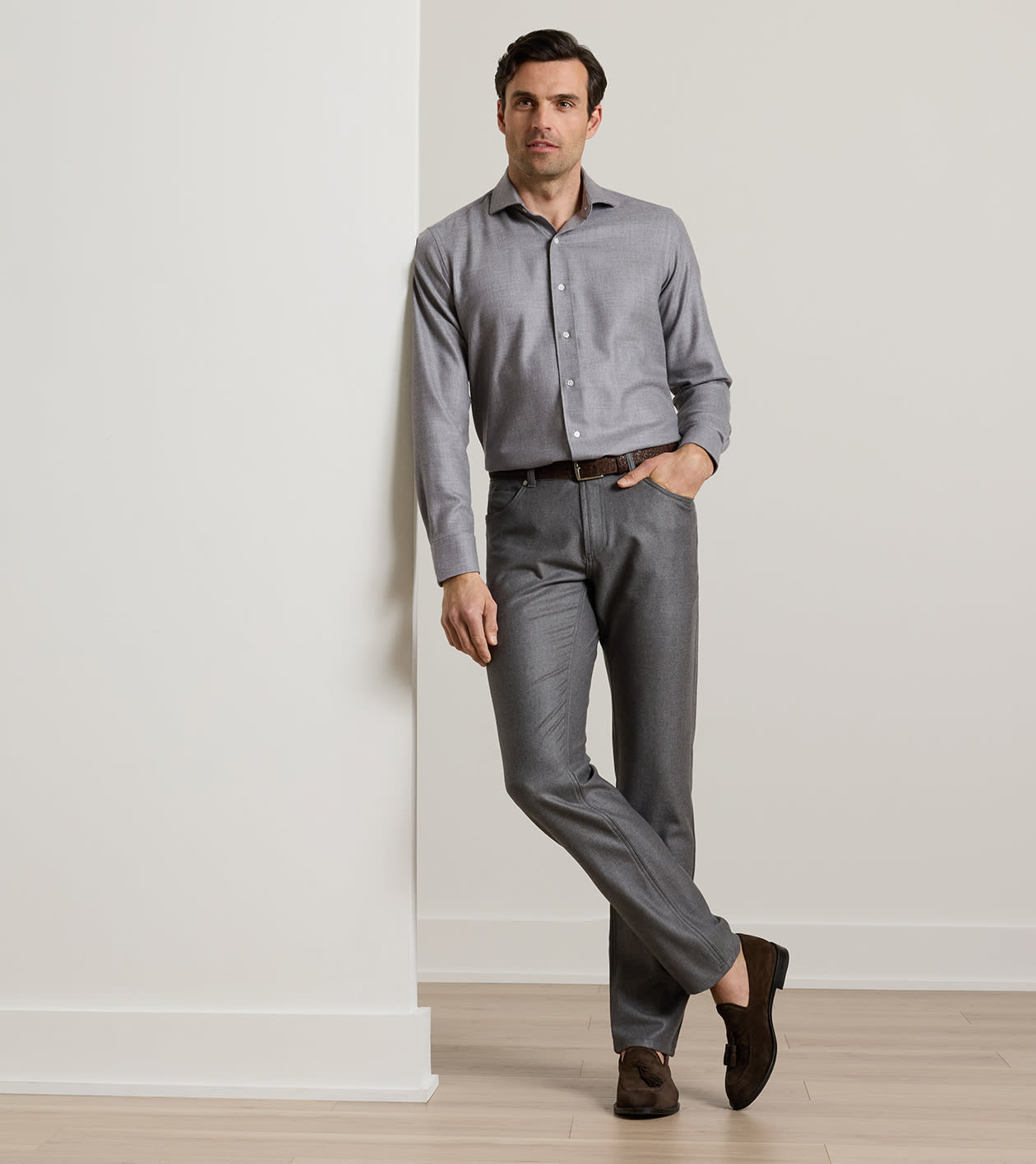 Artisan Crafted Cashmere Five-Pocket Pant in Gale Grey - Alternate Image 1