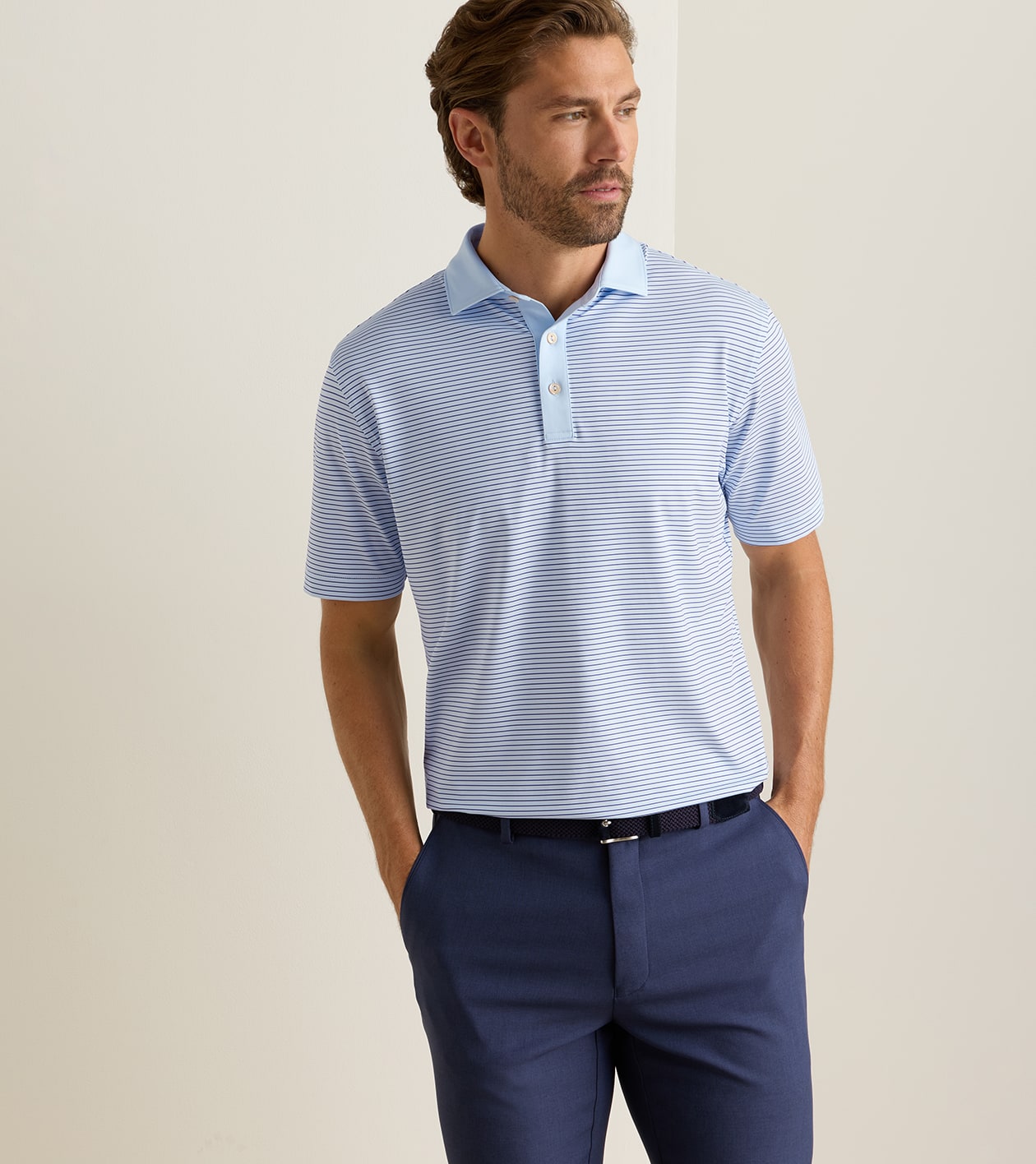 Center Performance Jersey Polo in PALE BLUE - Alternate Image 1