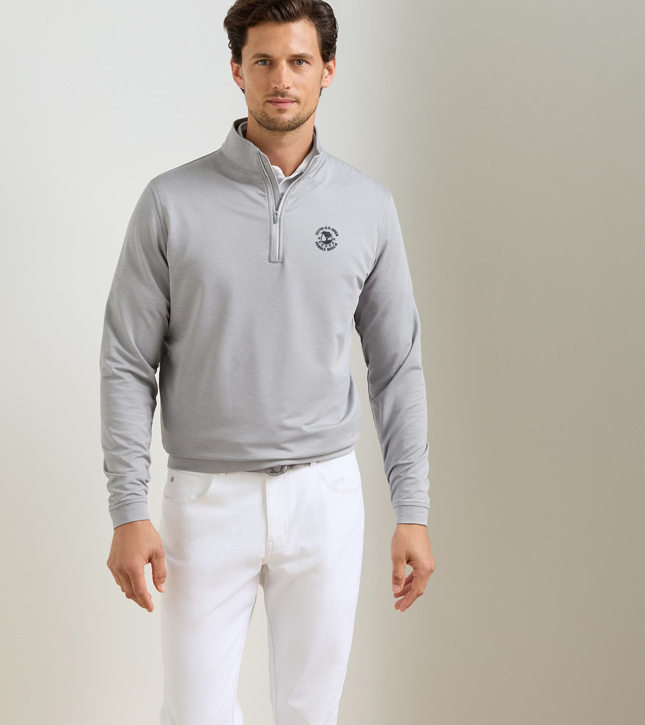 127th U.S. Open Perth M&eacute;lange Performance Quarter-Zip in Gale Grey - Alternate Image 1