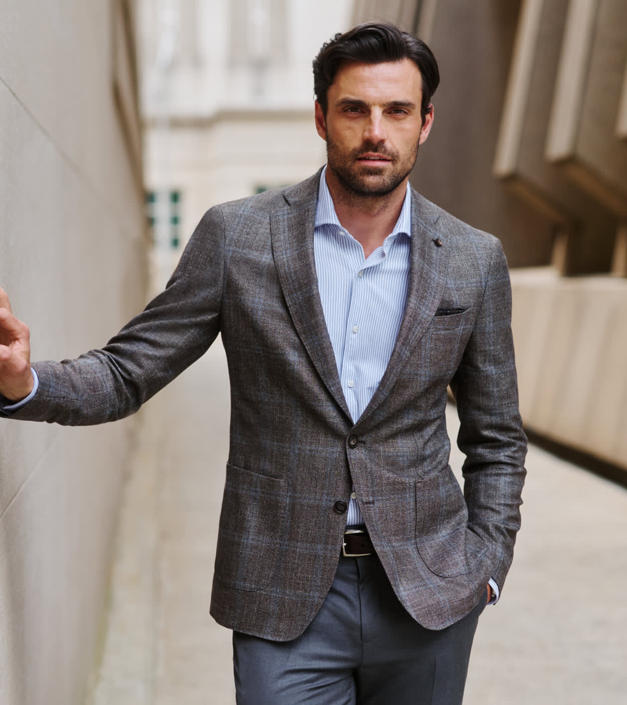 Arden Windowpane Blazer in ASH BROWN - Alternate Image 7