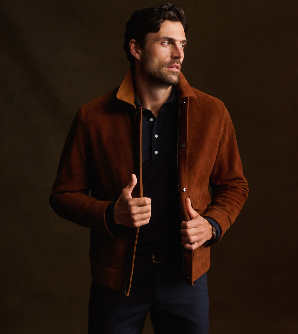 Deerskin Suede Jacket in Saddle - Alternate Image 6