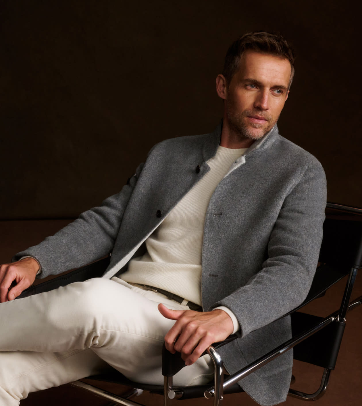 Italian Double-Face Cashmere Jacket in Argento - Alternate Image 6