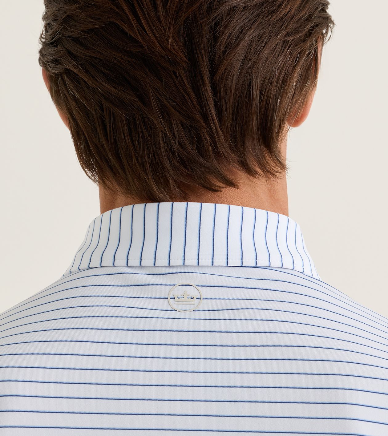 Oaks Performance Jersey Polo in WHITE/SPORT NAVY - Alternate Image 3