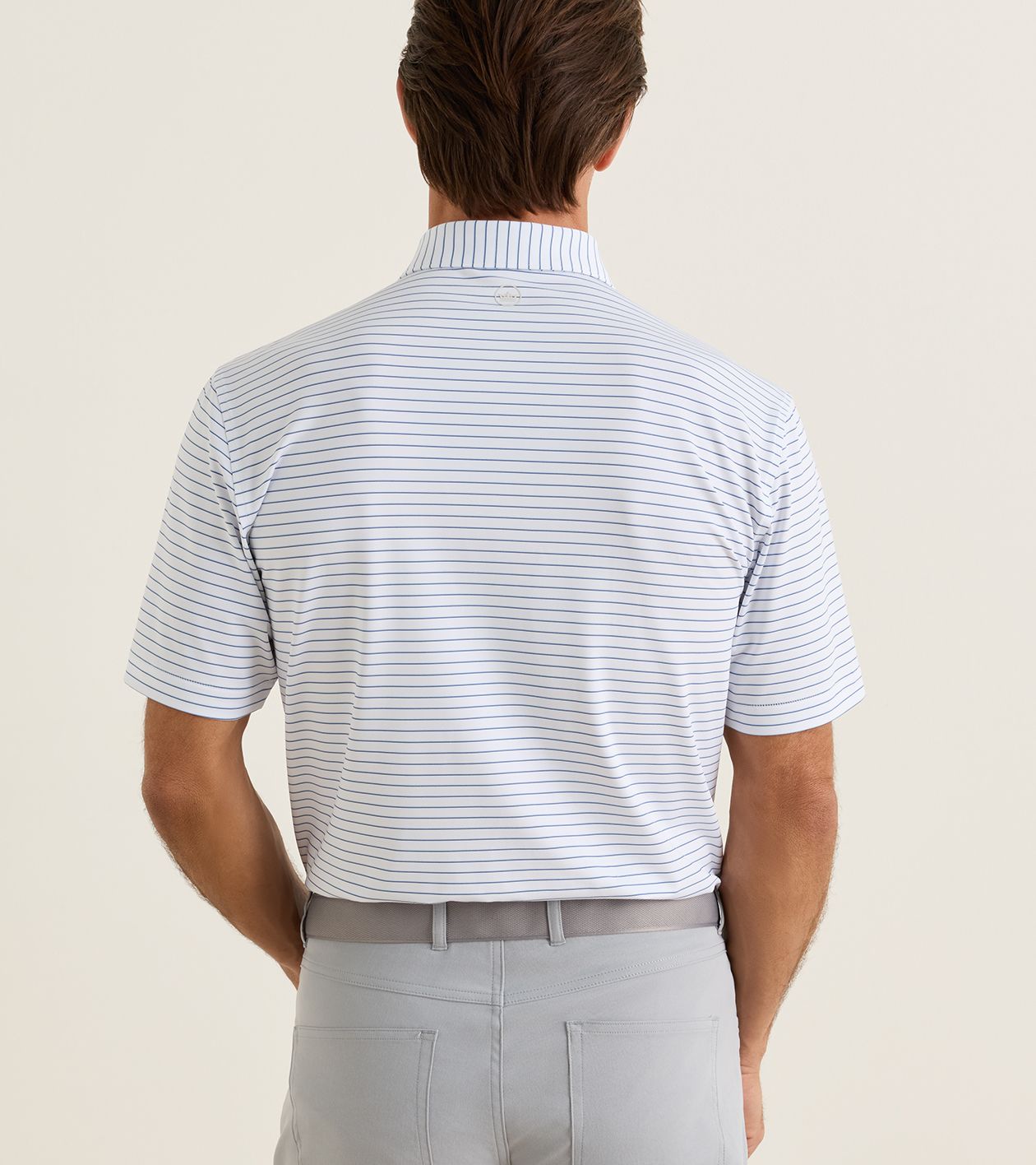 Oaks Performance Jersey Polo in WHITE/SPORT NAVY - Alternate Image 2