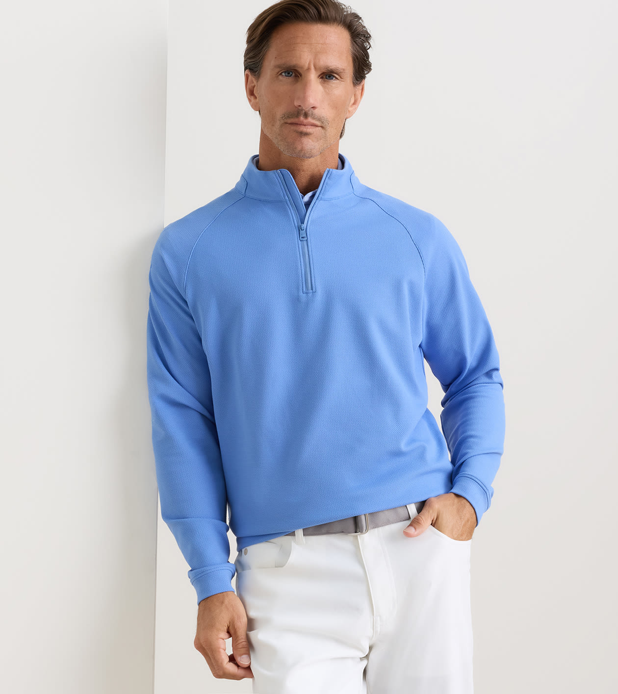 Cradle Piqu&eacute; Performance Quarter-Zip in Vessel - Alternate Image 1