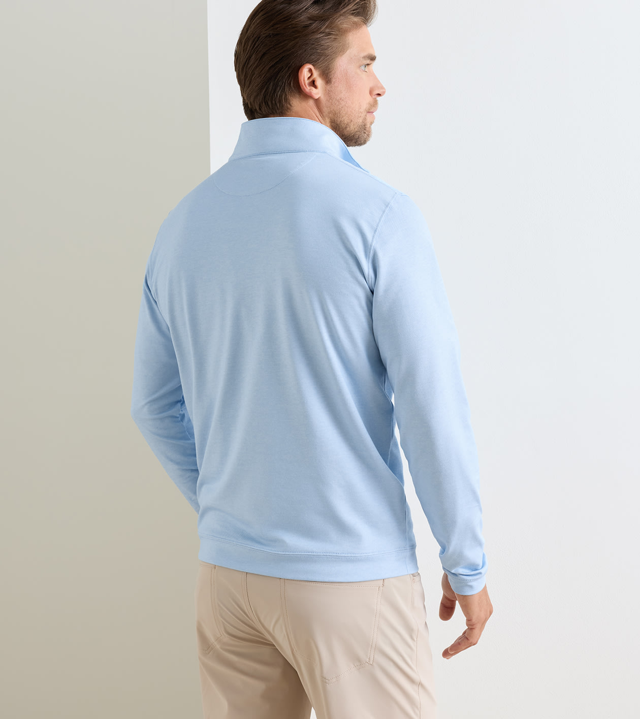 Albatross Cotton-Blend Piqu&eacute; Quarter-Zip in Blue Frost - Alternate Image 2