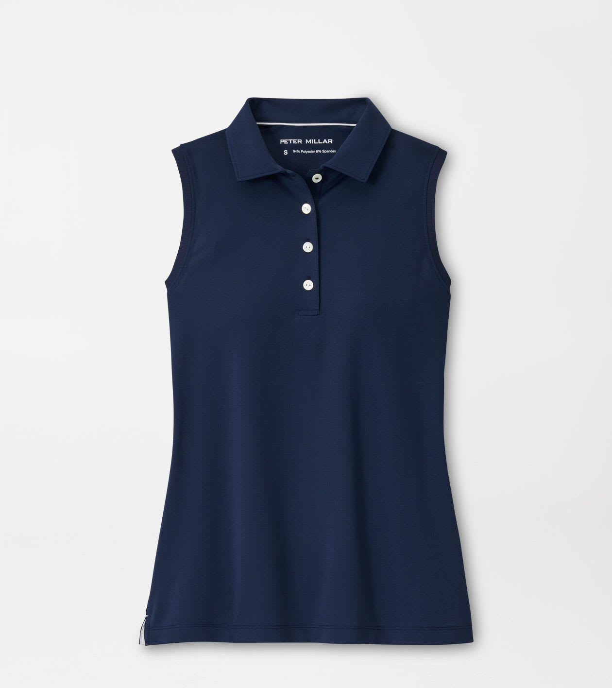 Peter Millar Women's Navy Banded Sport Mesh Sleeveless Button Polo