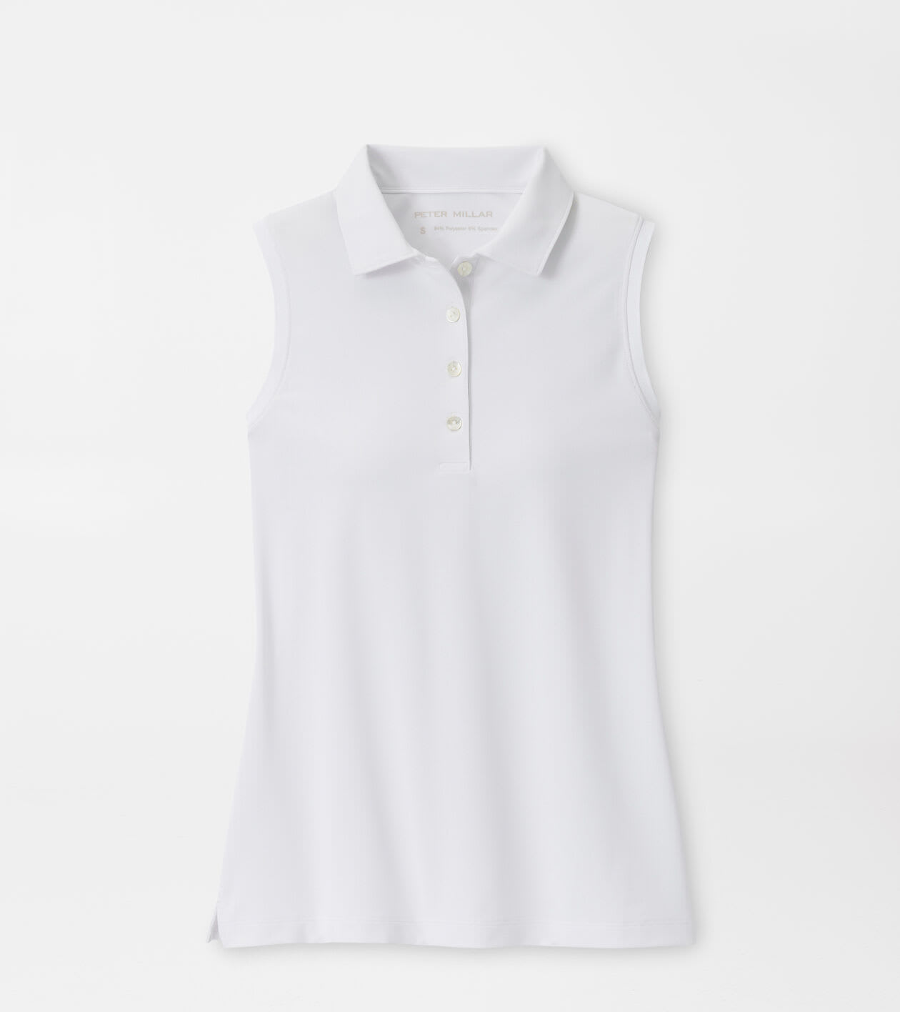 Peter Millar Women's White Banded Sport Mesh Sleeveless Button Polo