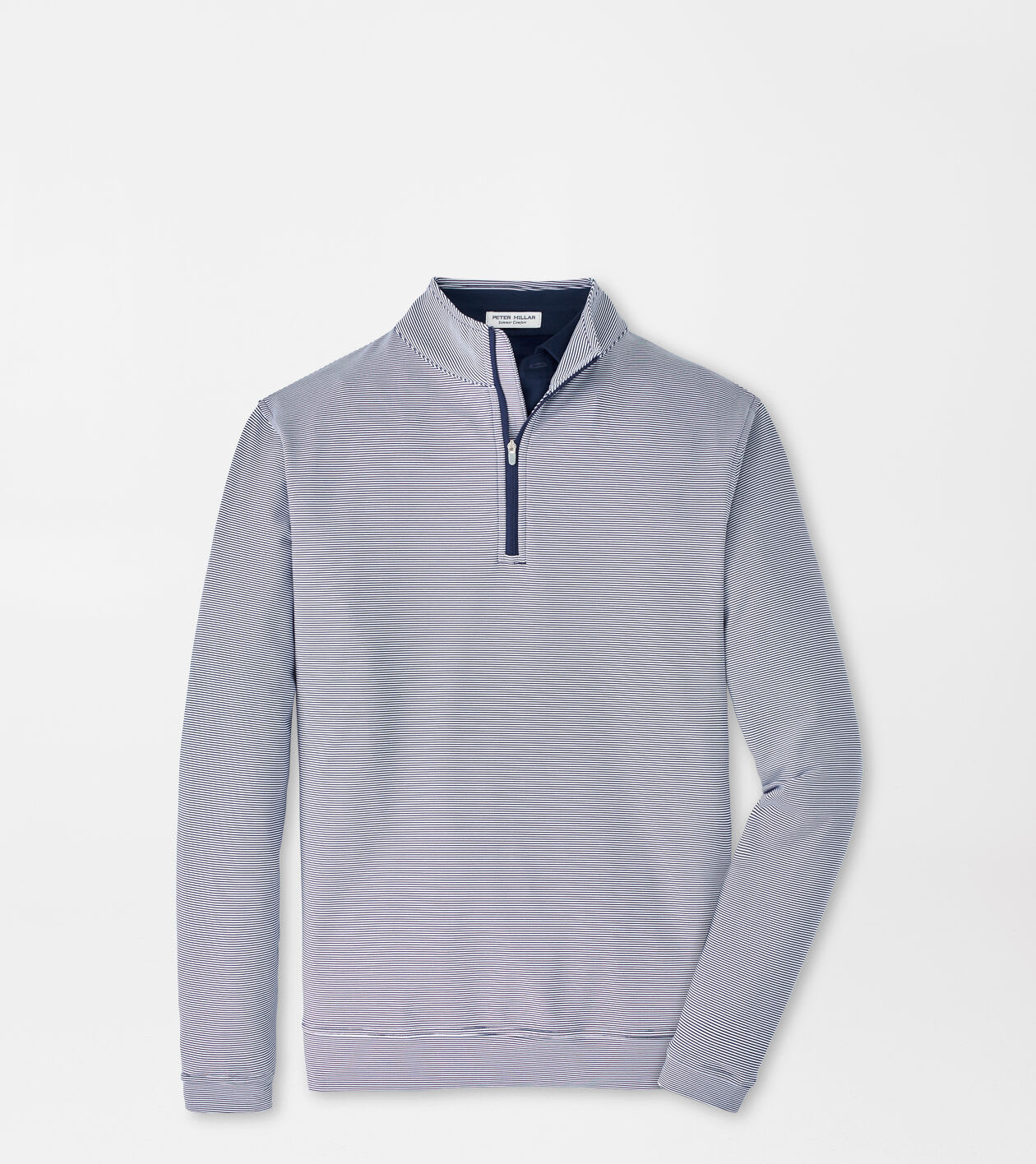 Peter Millar Men's Navy/White Perth Sugar Stripe Performance Quarter-Zip