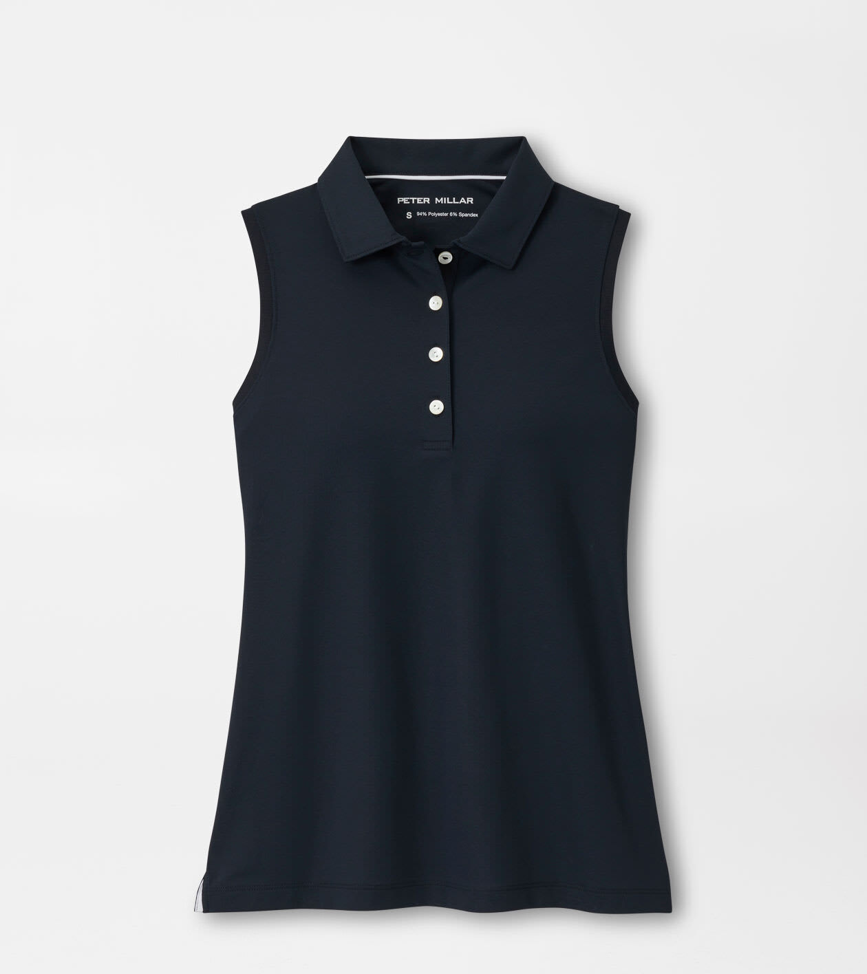 Peter Millar Women's Black Banded Sport Mesh Sleeveless Button Polo