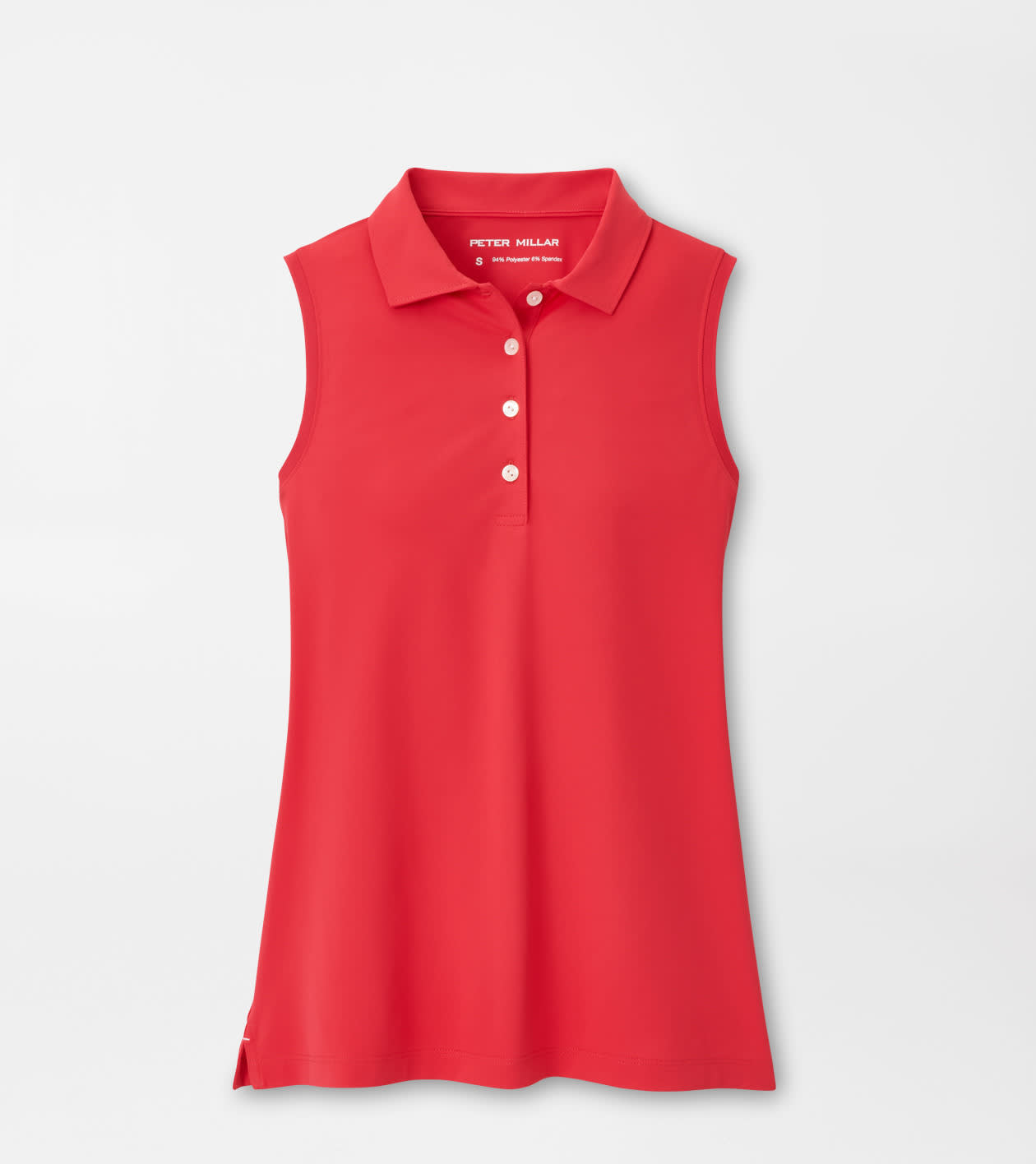 Peter Millar Women's Calabrian Red Banded Sport Mesh Sleeveless Button Polo