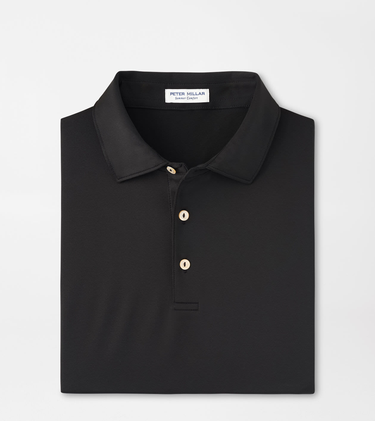 Peter Millar Men's Black Solid Performance Jersey Polo