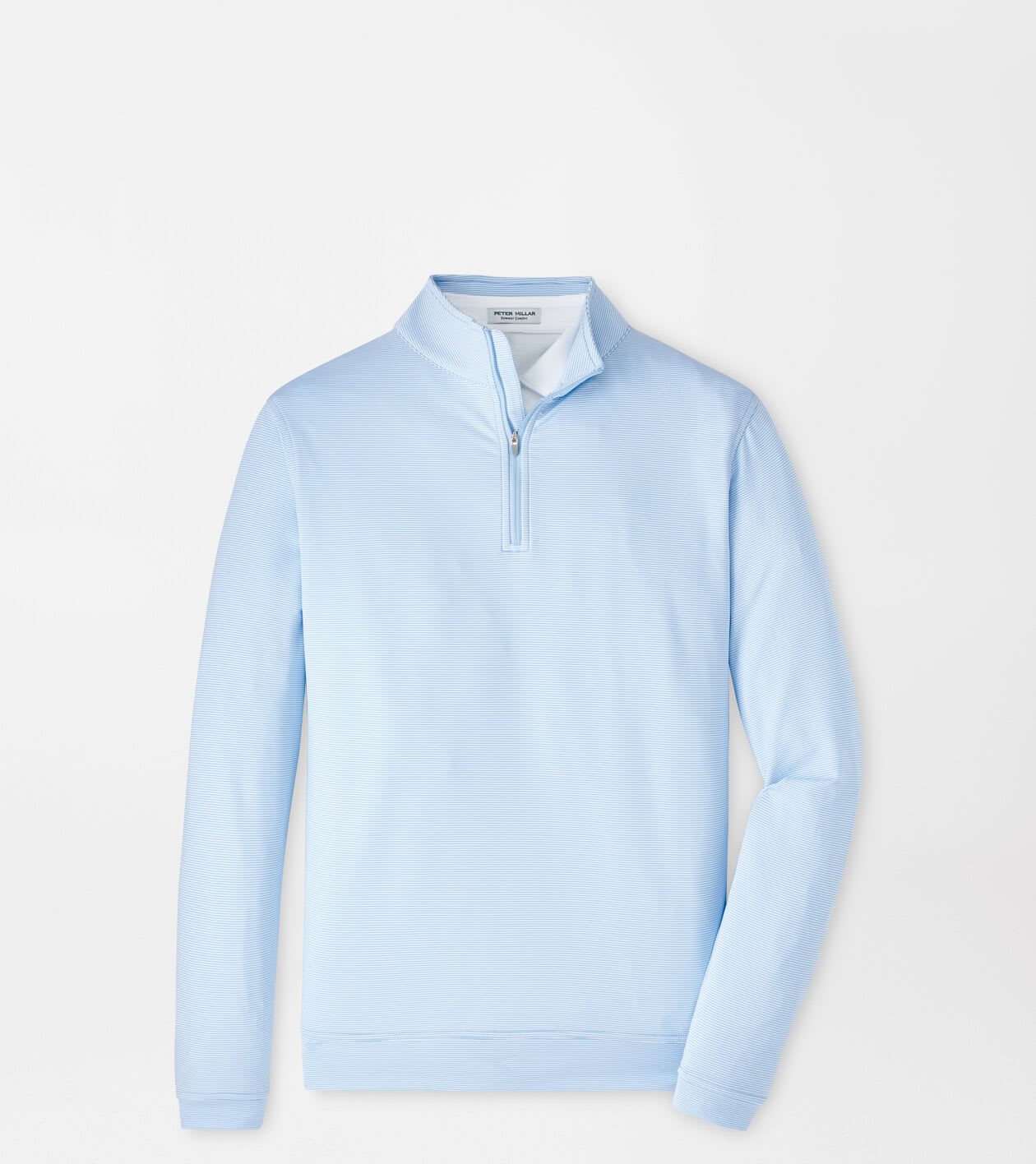 Peter Millar Men's Cottage Blue/White Perth Sugar Stripe Performance Quarter-Zip