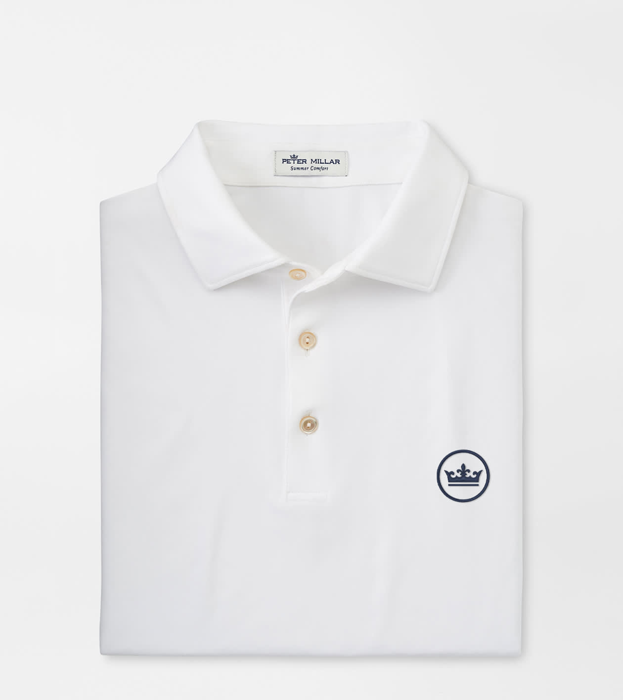 Peter Millar Men's White Crown Seal Solid Performance Jersey Polo