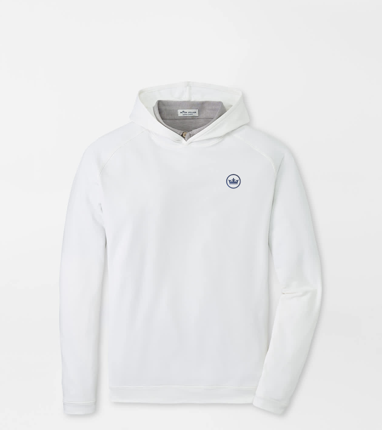 Peter Millar Men's White Crown Seal Pine Performance Hoodie