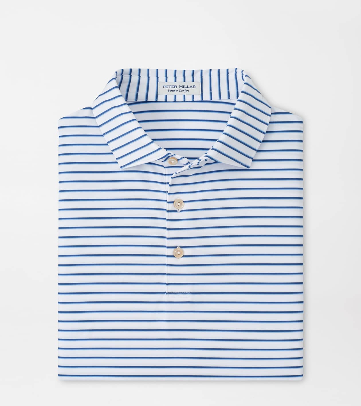 Peter Millar Men's White/Windsor Blue Dunnes Performance Jersey Polo