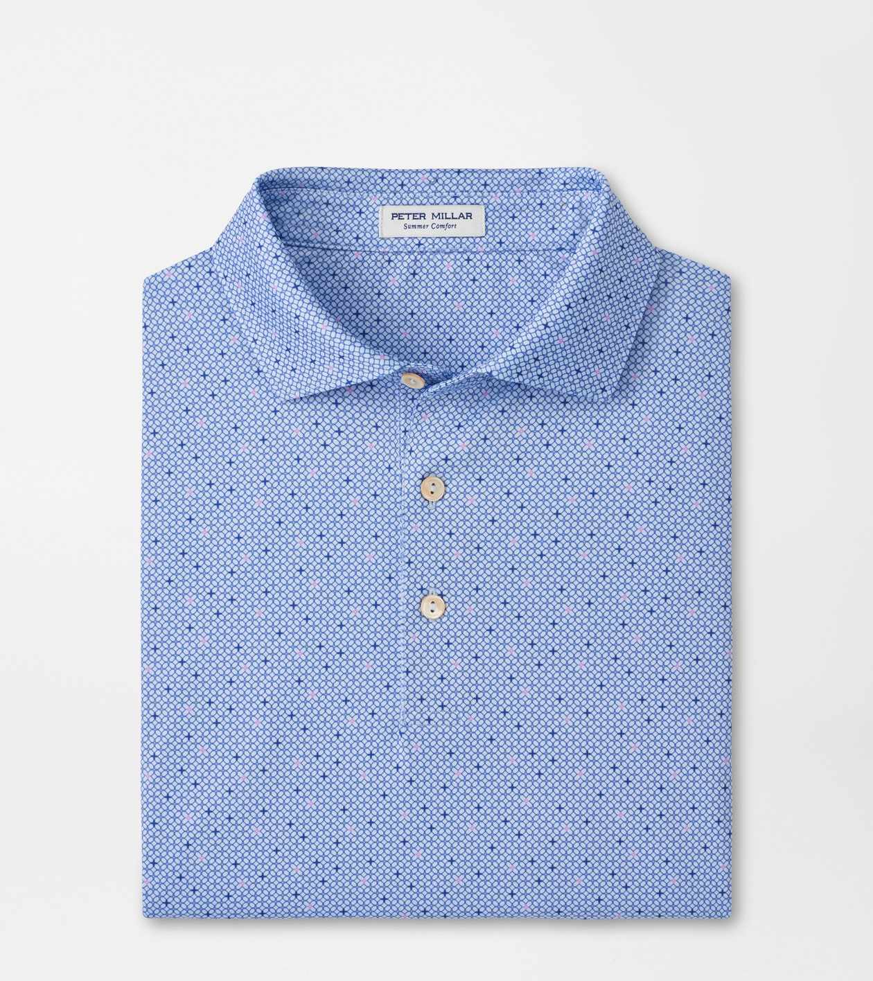 Peter Millar Men's Stream Blue Barrier Performance Jersey Polo