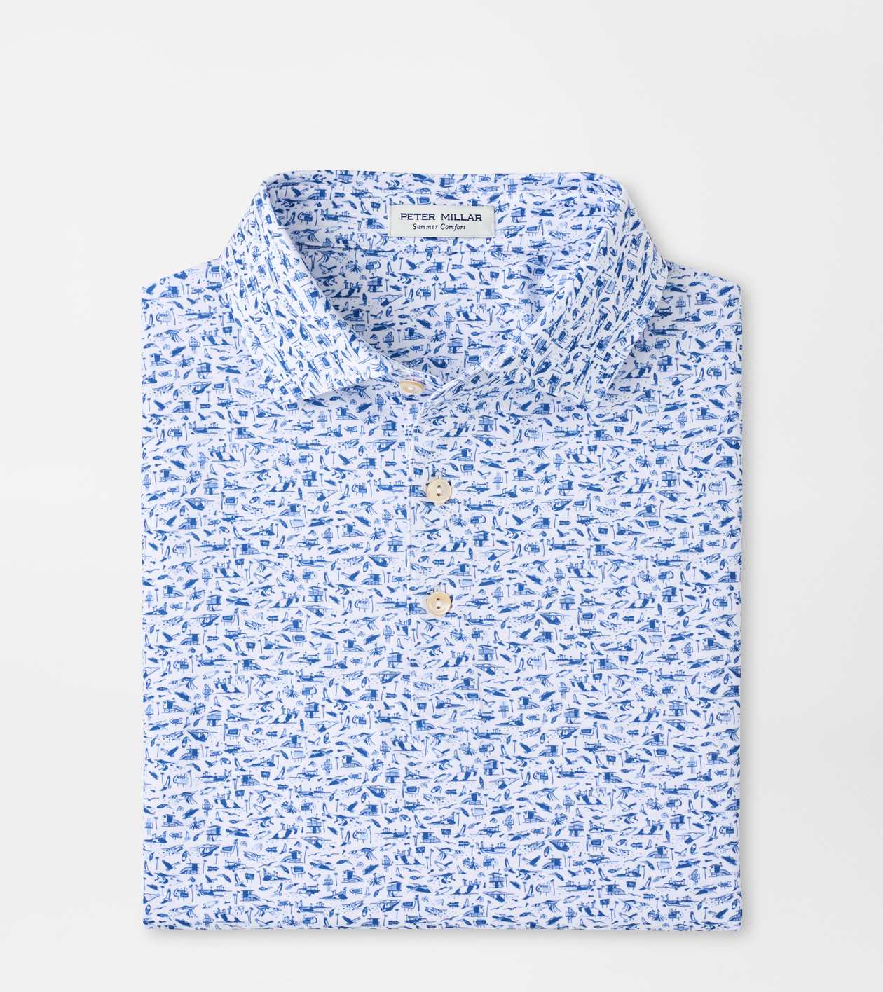 Peter Millar Men's White Coastline Performance Jersey Polo