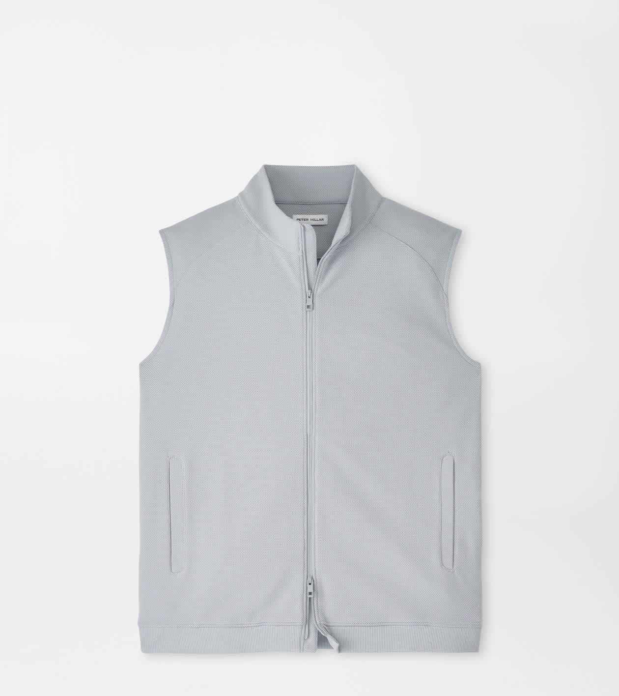 Peter Millar Men's British Grey Cradle Piqué Performance Full-Zip Gilet