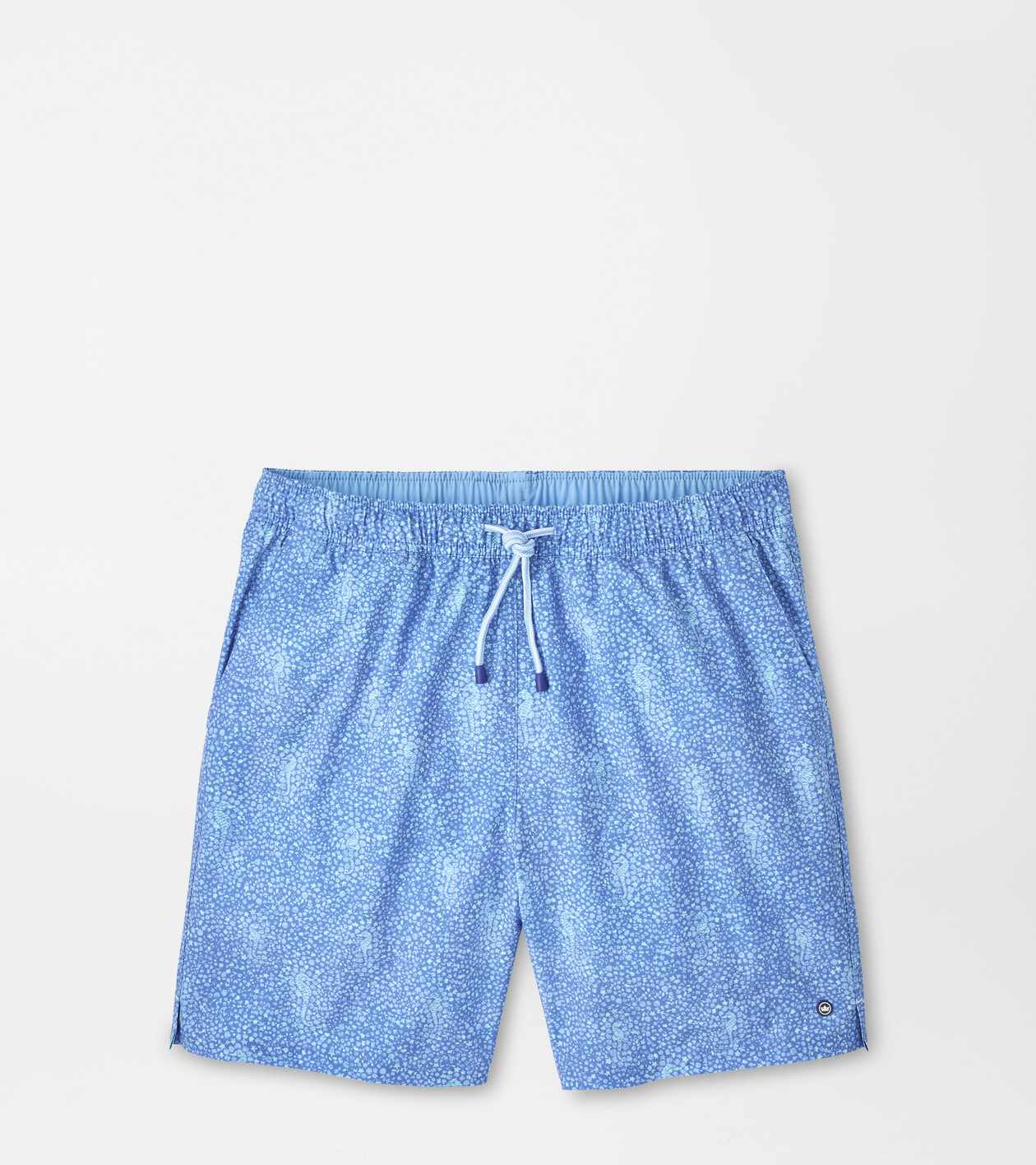 Peter Millar Men's Dusk Blue Sea Glass Seahorses Swim Trunk