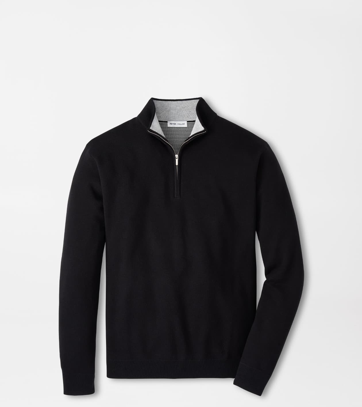 Peter Millar Men's Black Coolspun Lite Cotton Quarter-Zip Jumper
