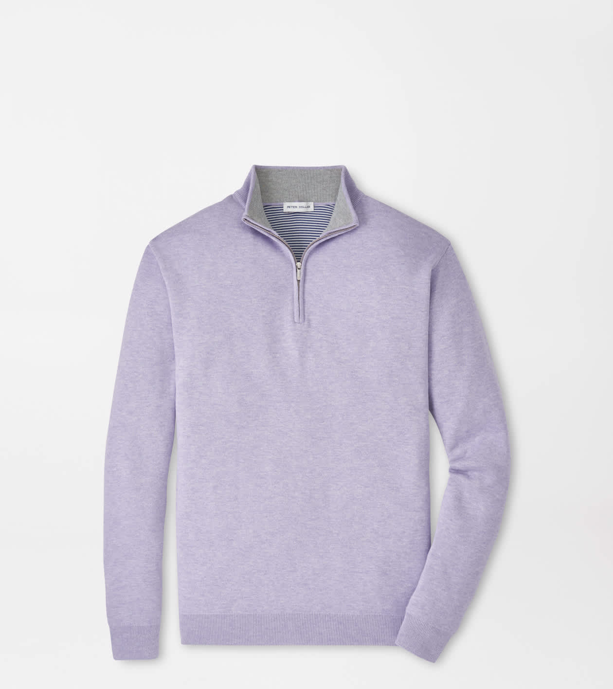 Peter Millar Men's Light Violet Coolspun Lite Cotton Quarter-Zip Jumper