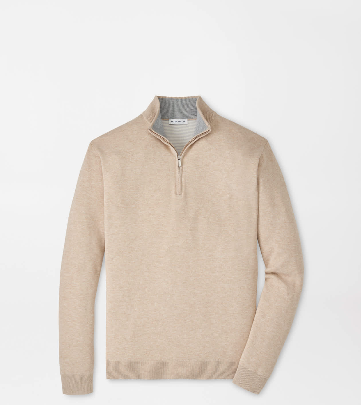 Peter Millar Men's Truffle Coolspun Lite Cotton Quarter-Zip Jumper