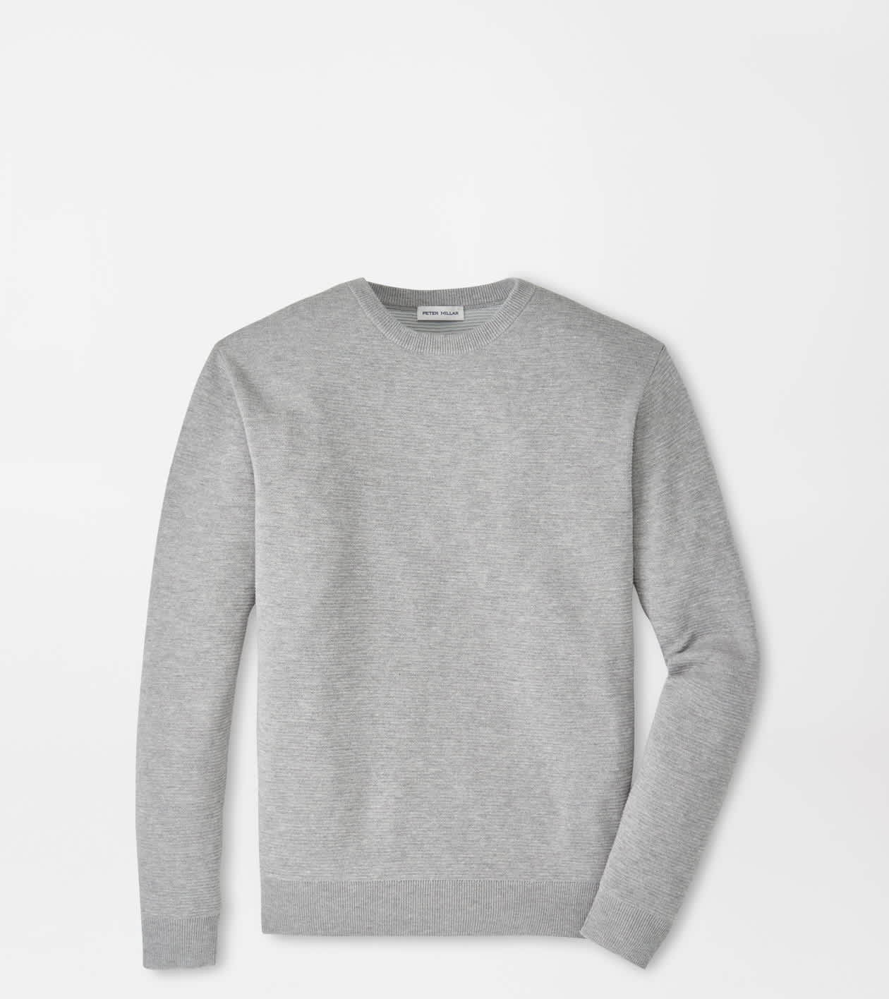 Peter Millar Men's British Grey Coolspun Lite Textured Crewneck Jumper