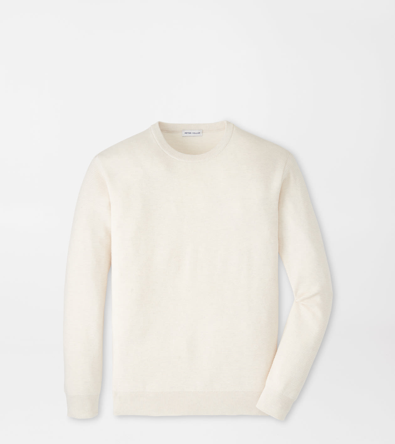 Peter Millar Men's Ivory Coolspun Lite Textured Crewneck Jumper