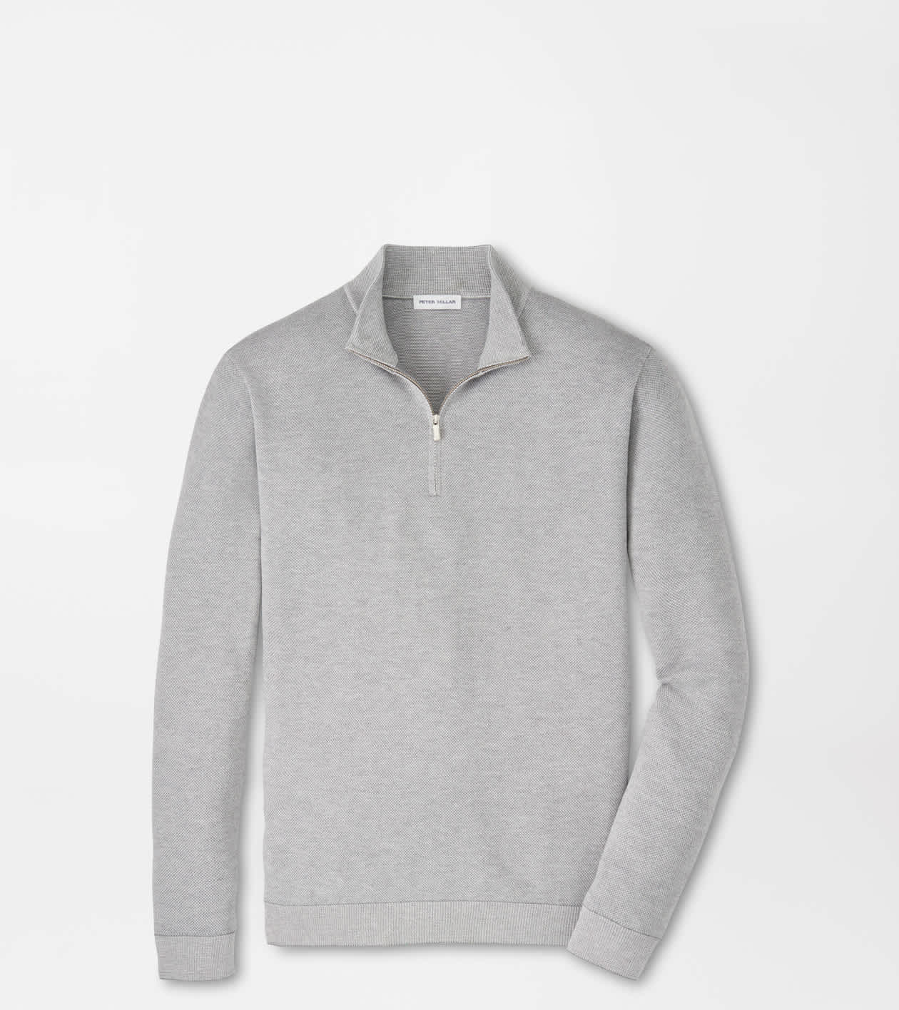 Peter Millar Men's Gale Grey Coolspun Lite Birdseye Quarter Zip Jumper
