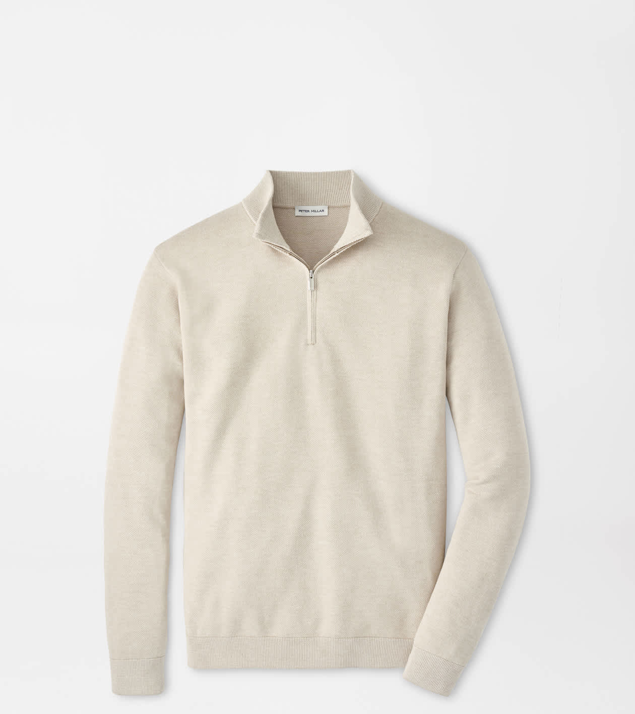 Peter Millar Men's Truffle Coolspun Lite Birdseye Quarter Zip Jumper