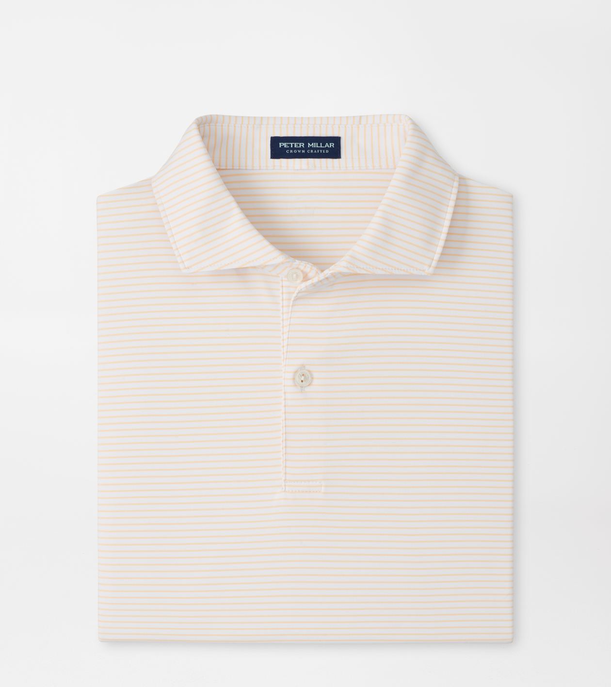 Peter Millar Men's White / Light Orange Sorbet Ballad Performance Jersey Polo