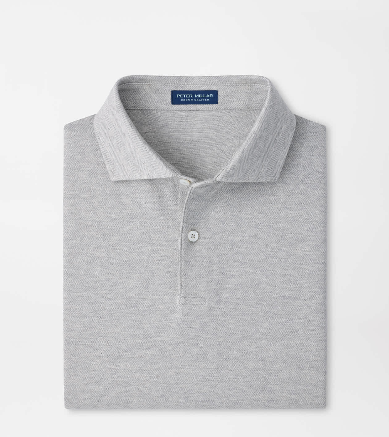 Peter Millar Men's British Grey Excursionist Flex Herringbone Knit Polo