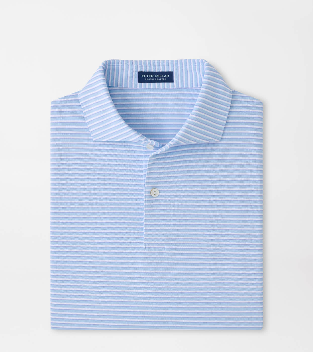 Peter Millar Men's Blue Frost Tempo Performance Mesh Polo